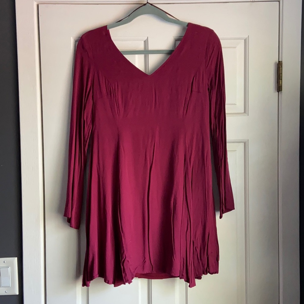 Maroon lace up dress